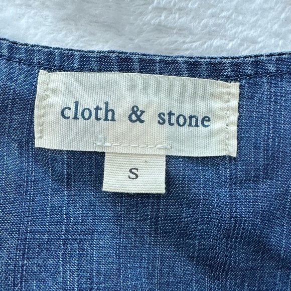 Anthropologie By Cloth & Stone Denim Blue Chambray Jumpsuit with Wide-Leg Design - Picture 8 of 13